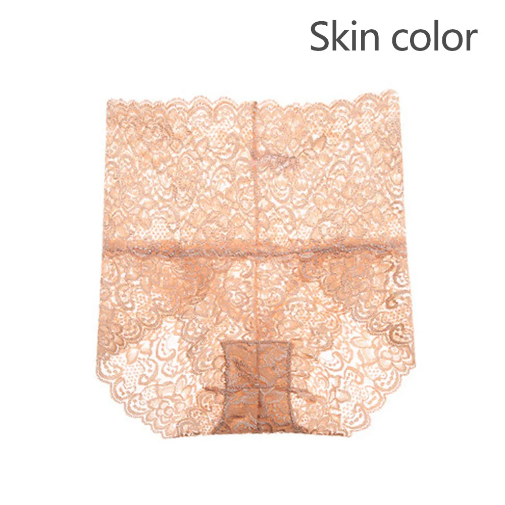 skin color Сексуальное женское кружевное нижнее белье, трусики с высокой талией, кружевные трусики, нейлон+ хлопок, нижнее белье, короткое эластичное цветочное Ночное нижнее белье - Цвет: skin color