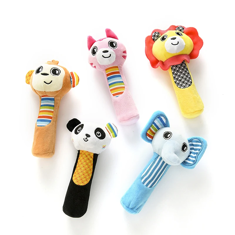 

От 0 до 3 лет 5 цветов Мягкая погремушка милые животные серия BB палочка для раннего развития Детская плюшевая игрушка ручная палочка для ново...