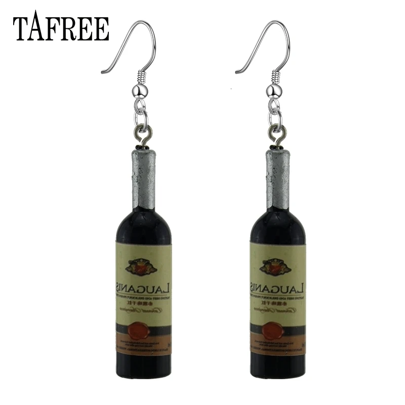 TAFREE DIY Имитация бутылки вина Висячие серьги для женщин холодный красный, желтый, синий Вино Висячие серьги ювелирных изделий