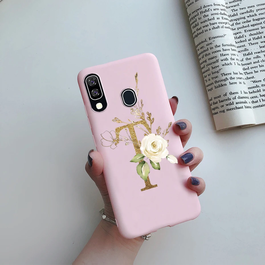 Силиконовый чехол-накладка для Samsung A40 мягкий чехол из ТПУ с буквами и цветами Galaxy