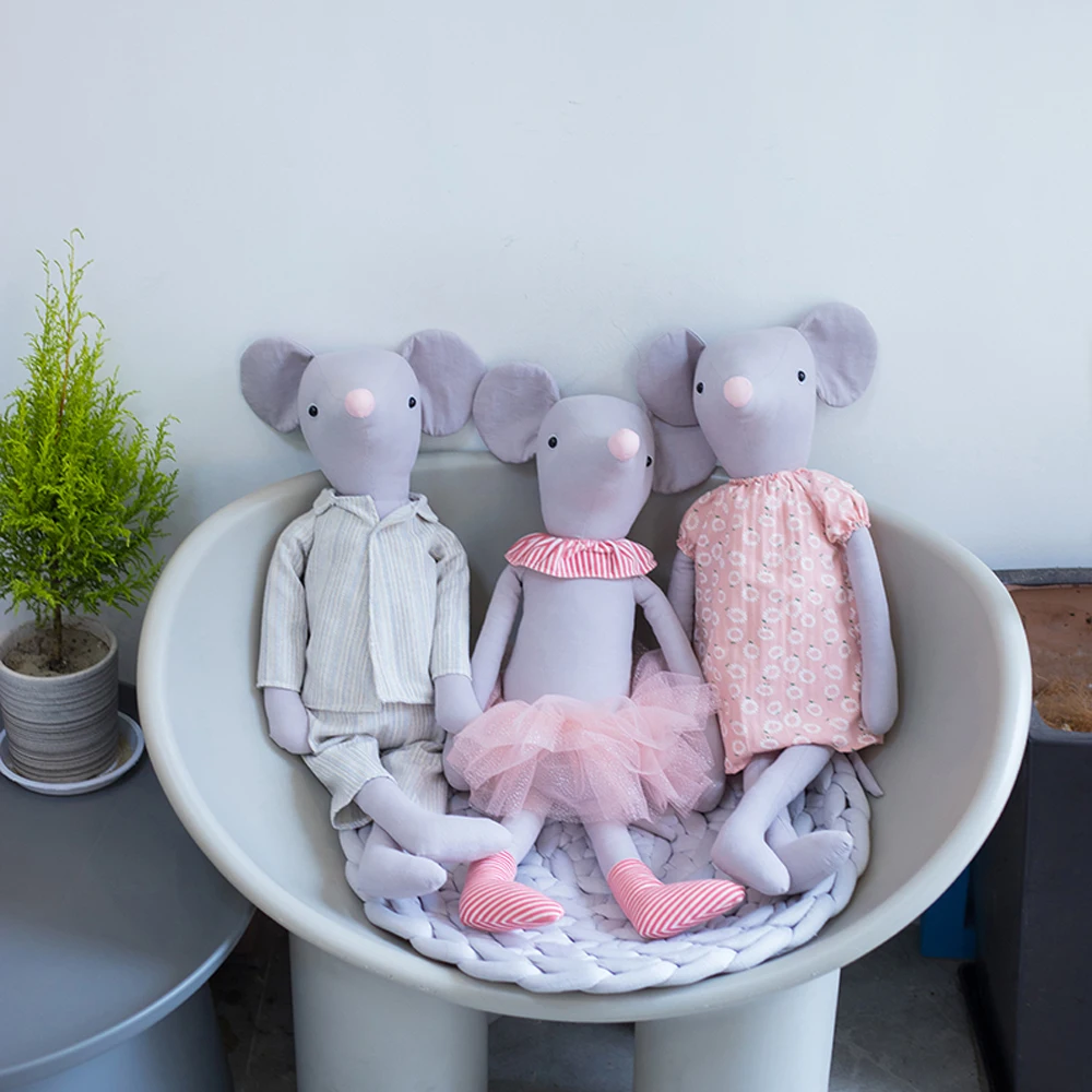 

35-60cm Slim Mouse Plush Toys Lovely Dressing Cloth Animal Mouse Dolls Stuffed Soft Kids Girls Birthday and Holiday Gifts
