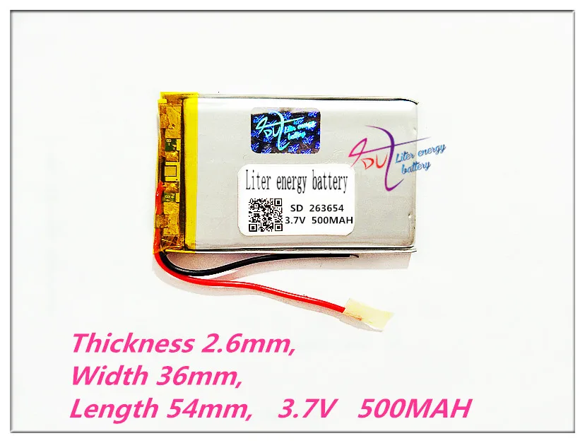 

263654 3.7V 500MAH 263455 Polymer rechargeable batteries MP3 MP4 MP5 GPS DVD DVR 303455 Bluetooth wireless telephone