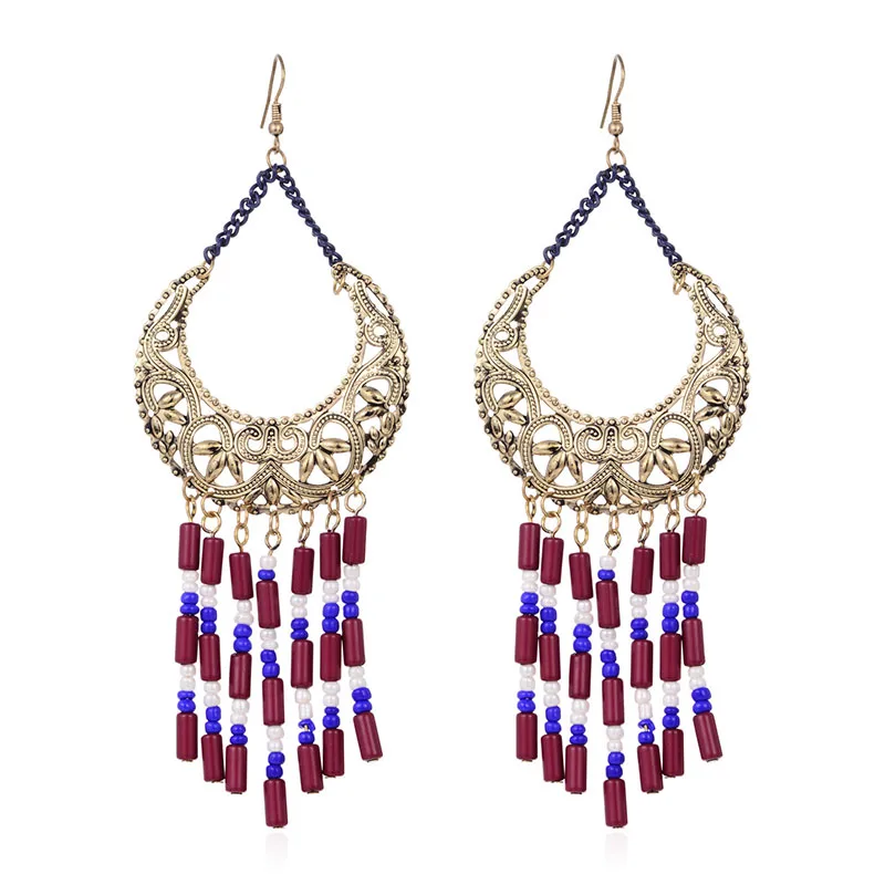 E3-11037 gold purple Shineland дешевые оптовые цены богемные желтый фиолетовый синий кристалл цветок висячие серьги женские этнические Boho ювелирные изделия подарок - Окраска металла: E3-11037 gold purple