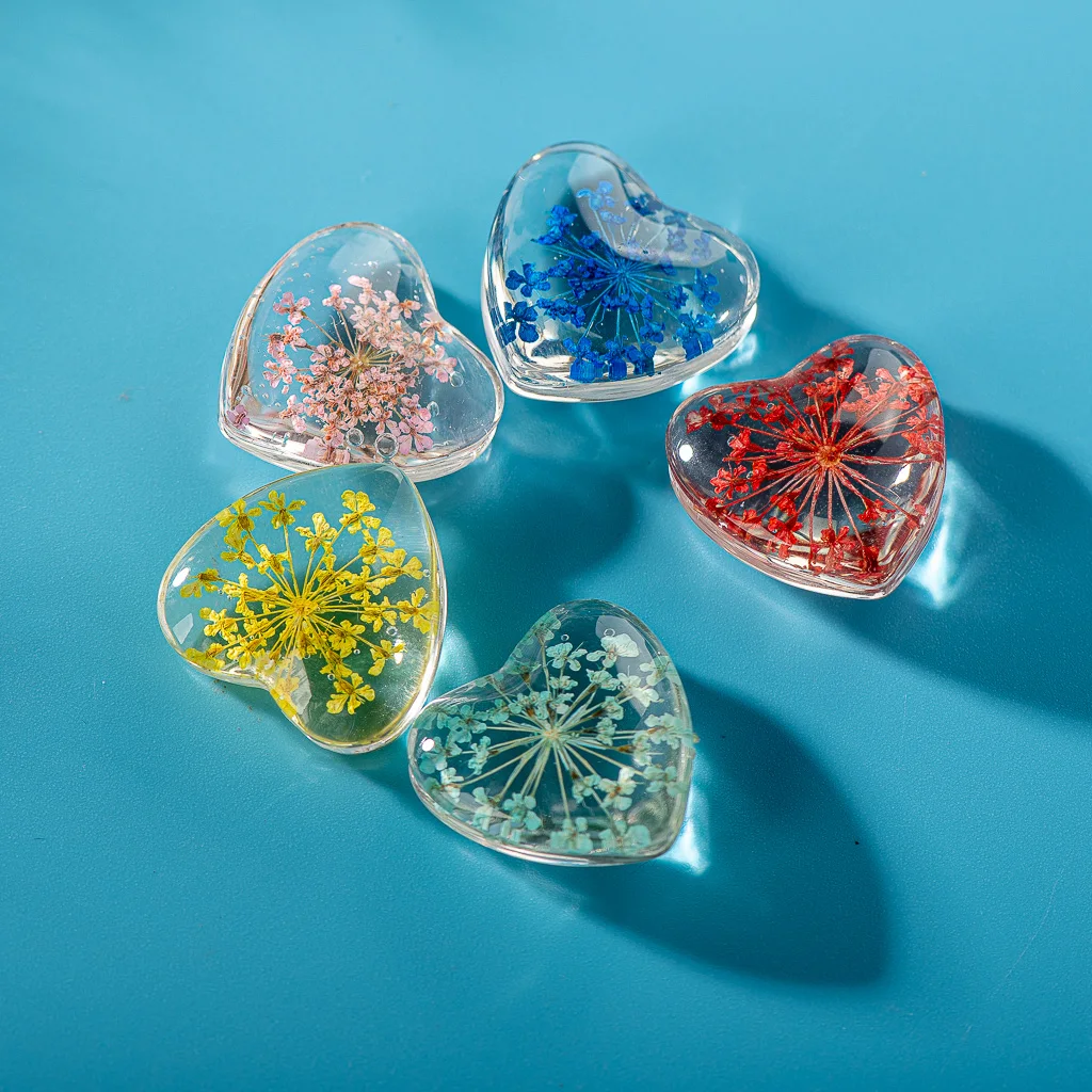 20 #5 шт без крючка в форме Харт настоящие сухие цветы со стеклянной бусиной оптом