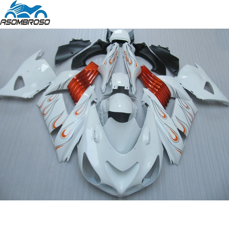 

Hot Sale Injection Boldyworks for Kawasaki Ninja ZX14R fairing kit 2006-2008 white orange fairing set zx14r 06 07 08 GJ55