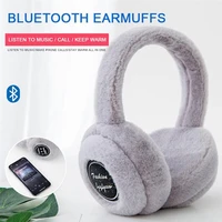 winter outdoor plush earmuffs bluetooth compatible headphones earphones cute warm fur solid color stereowireless wired headset