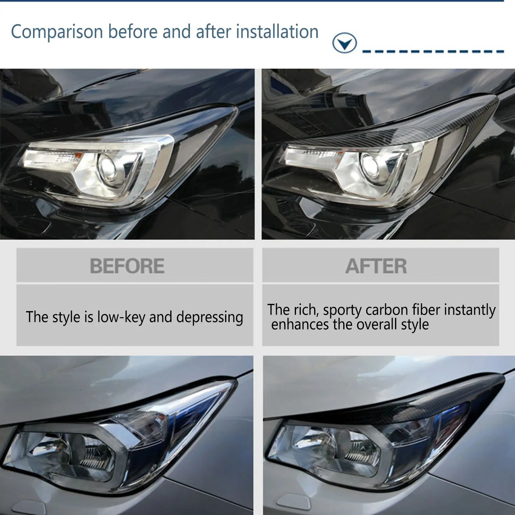 

ABS Carbon Fiber Grain Head Light Lamp Brow Decoration Cover for 2013-2018 Subaru Forester Car Accessories