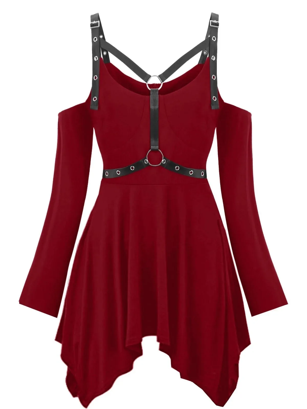 Винтажное готическое платье женское мини в стиле панк с открытыми плечами и