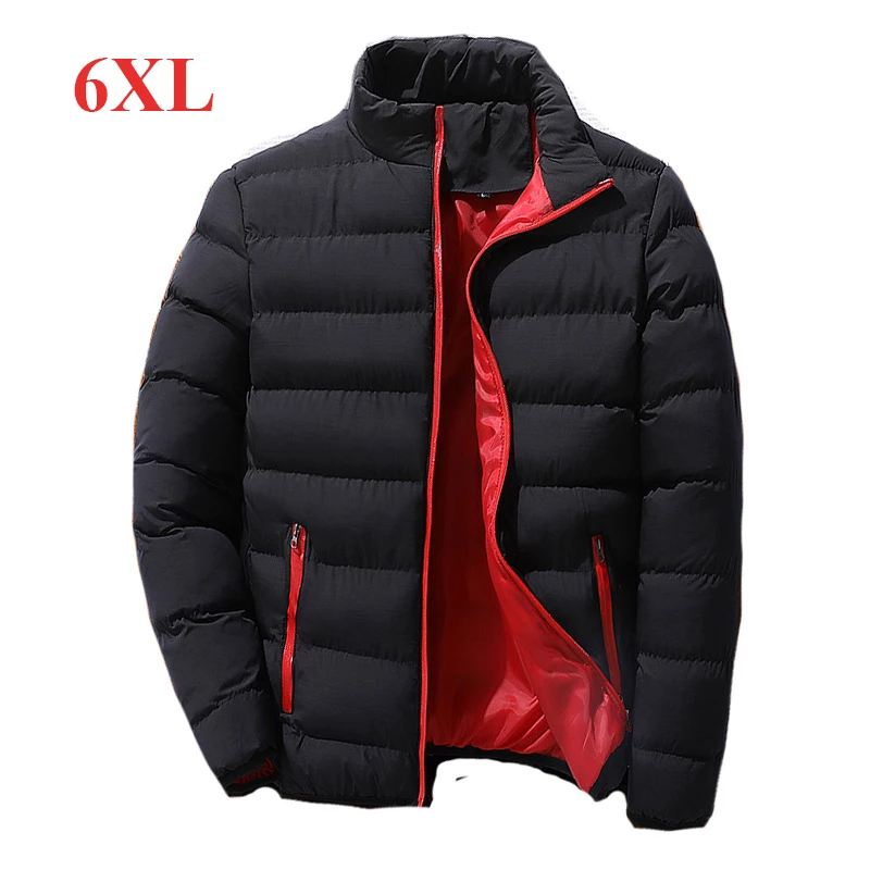 

6XL Warm Thick Men Parka Jackets Winter Casual Mens Outwear Coats Solid Stand Collar Male Windbreak Cotton Padded Down Jacket