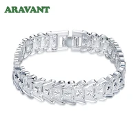 925 silver vintage big wide carved chain bracelet for women fashion wedding jewelry