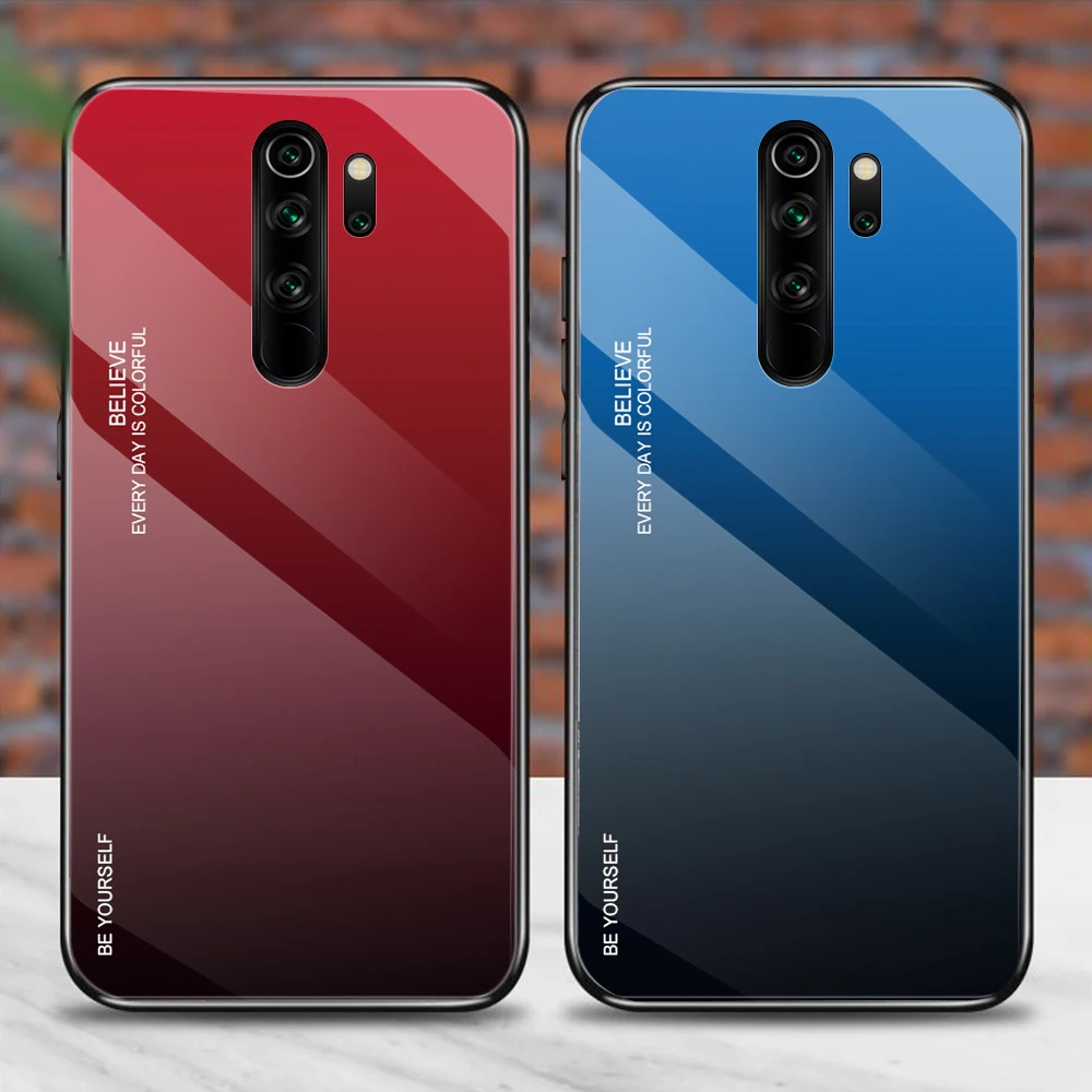 Градиентный чехол из закаленного стекла для телефона Xiaomi Redmi Note 8 Pro 8A Coque 9s 9