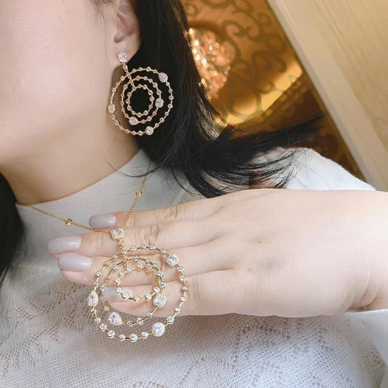 

S925 Silver Needle Water Drop Circle Earrings Simple Round Circle Luxury Earrings 210322-47