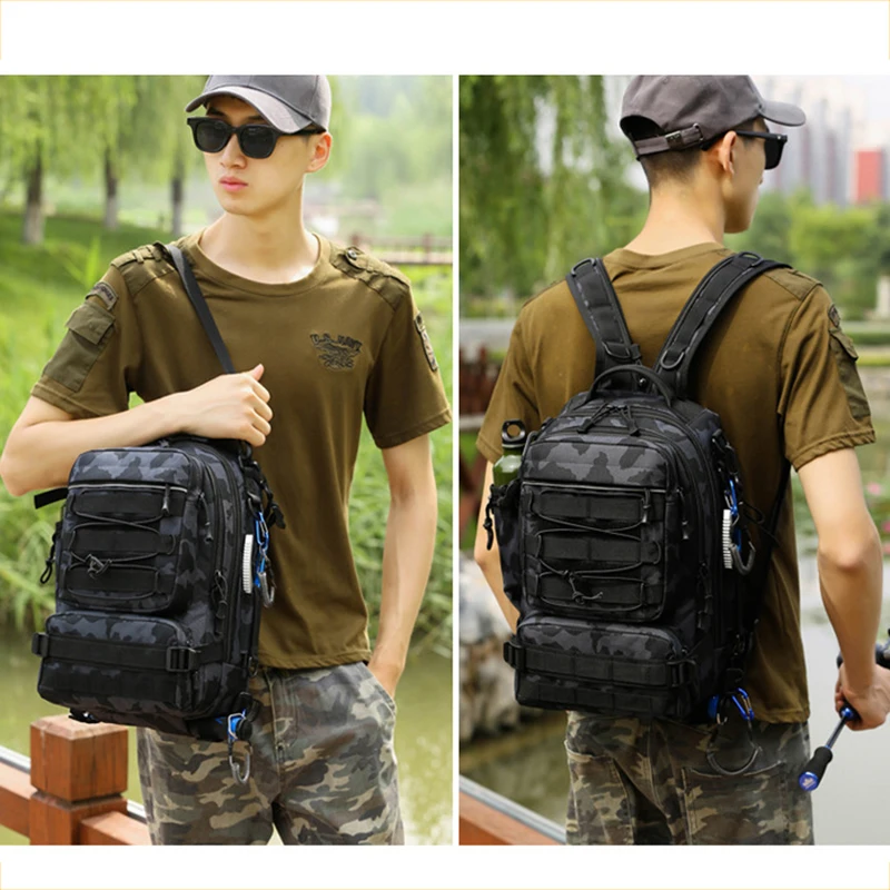 

NANCY TINO Fishing Tackle Sling Bag Tactical Outdoor Backpack Men Cycling Hiking Trekking Crossbody Fishing Gear Tool Blosa
