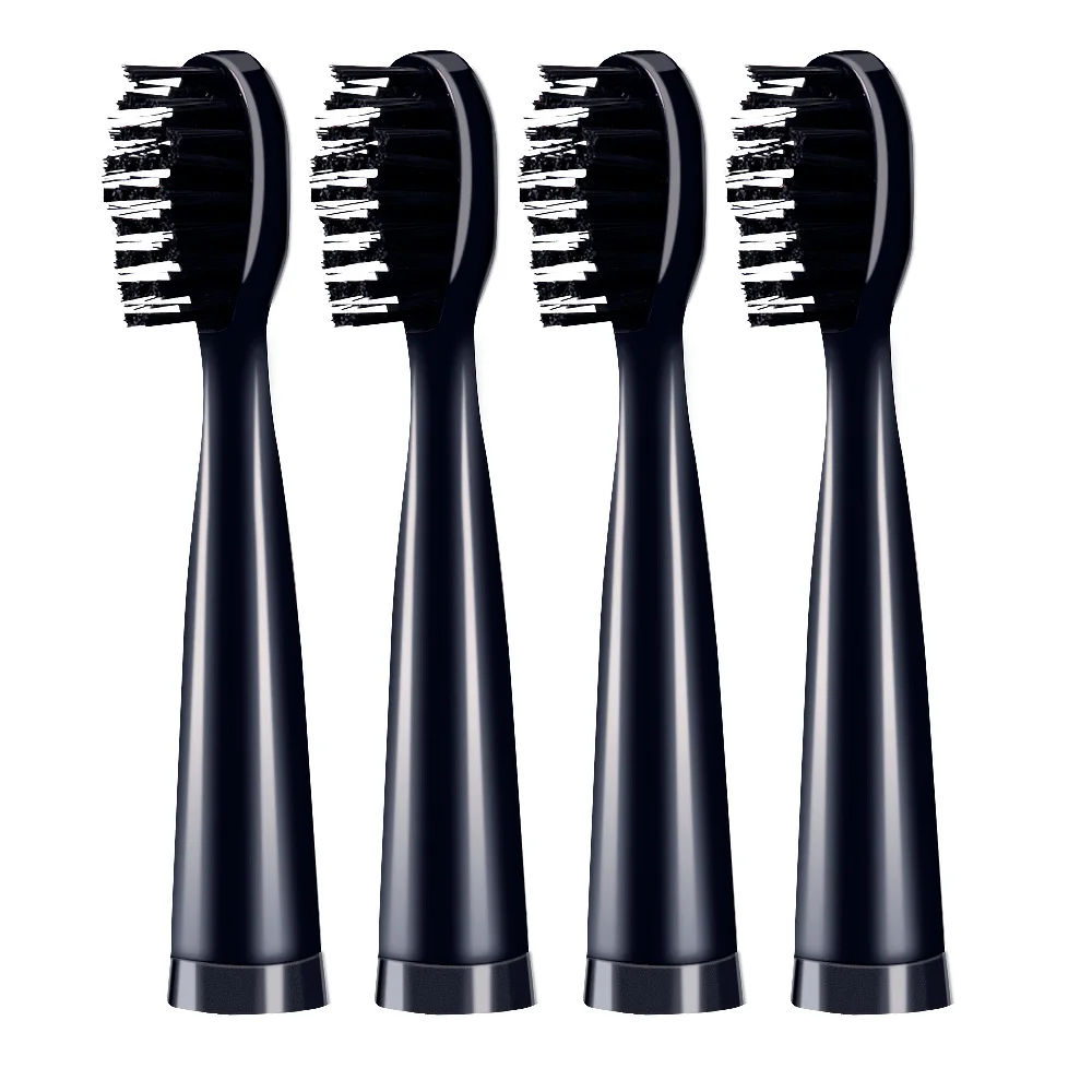 Black 4pcs Сменная головка зубной щетки, Мягкая головка щетки для волос, съемная головка зубной щетки - Цвет: Black 4pcs