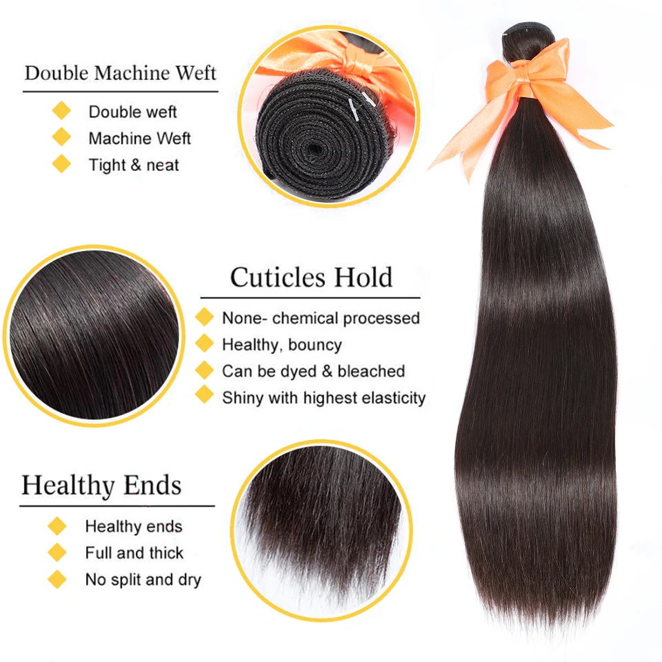 Vrvogue волосы перуанский прямые пряди с закрытием Remy человеческие 3 кружева