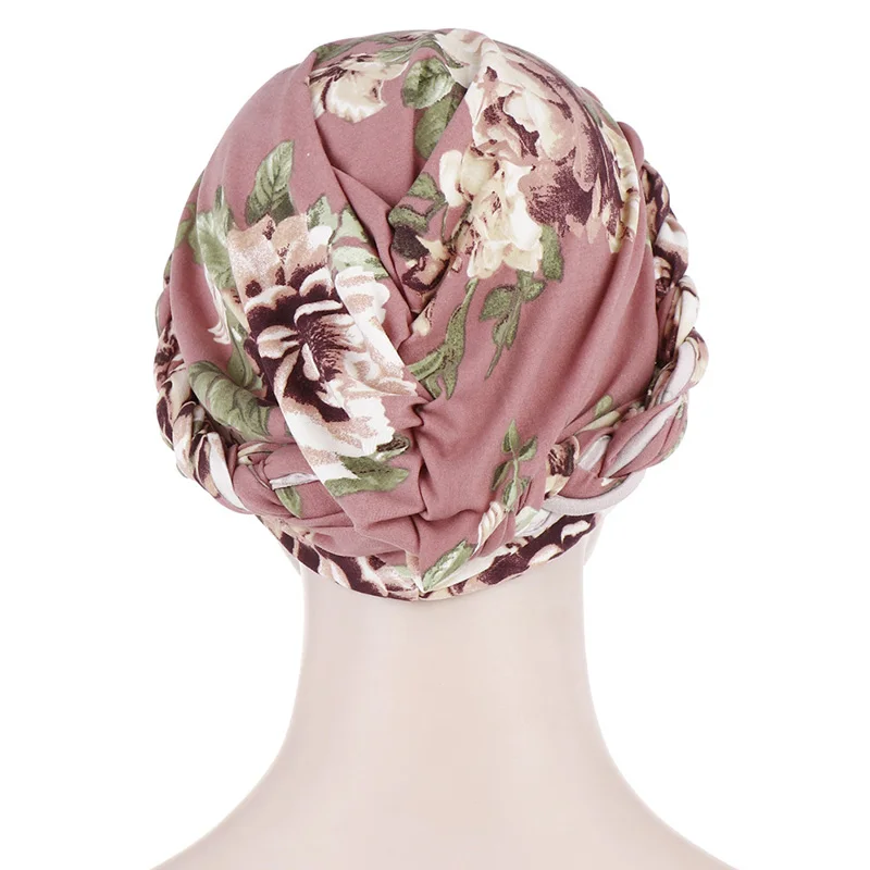 

Muslim Cotton Floral Print Turban Scarf For Women Islamic Inner Hijab Caps Wrap Head Scarves Stretch Cross Knotted Head Wrap