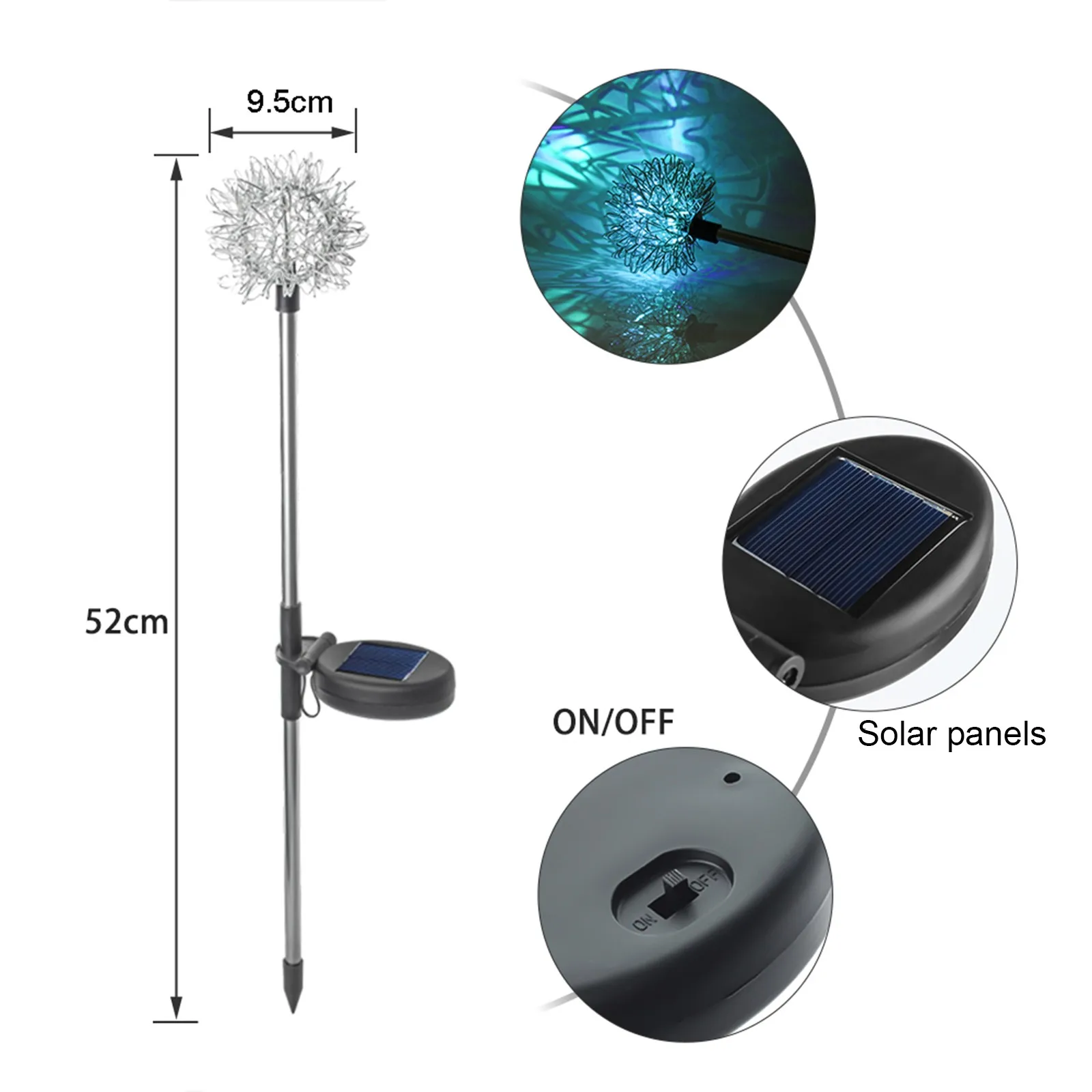 

1PC Solar LED Light Outdoor Color Changing Dandelion Wire Ball Waterproof Solar Ground Lamp Garden Landscape Lawn Lights Decorat