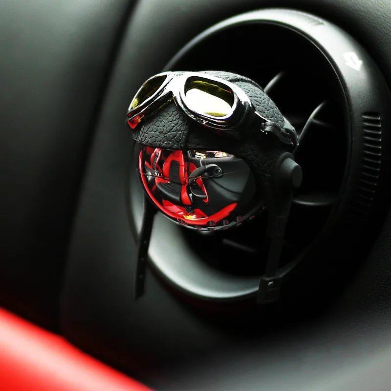 

Creative Helmet Car Air Freshener Original Pilot Car Flavoring Stylish Car Perfume Leather Strap Hanging Car Fragrance
