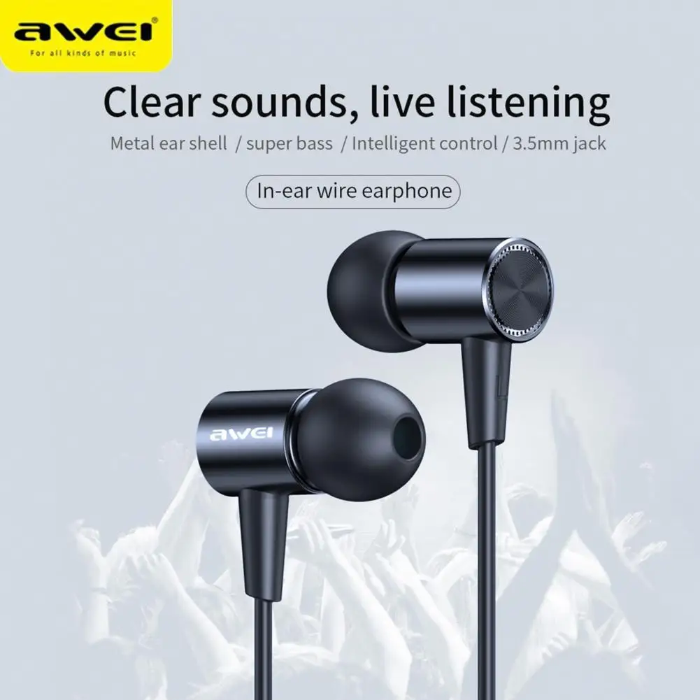 

AWEI L2 Earbud In-ear Super Bass TPE Headphone with Mic for Computer