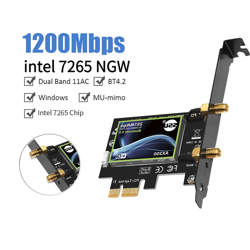 

2974Mbps PCIE Wireless WiFi Adapter 5.1 Wi-Fi Card Mini Card Wireless Adapter Bluetooth-Compatible for SU-AX200