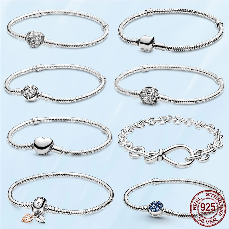 Женский браслет из серебра 925 пробы с подвесками бусинами|Гибкие и жесткие