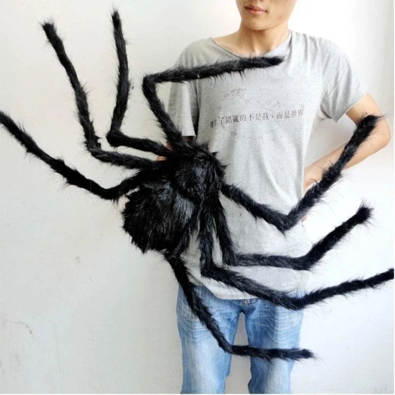 

Большой плюшевый паук, украшение на Хэллоуин, Гигантский черный реалистичный плюшевый паук для Хэллоуина, дом с привидениями, реквизит