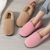 2021 hot sale women home bag heel slippers house non slip closed shoes two wear plush warm slides winter couples cotton slippers