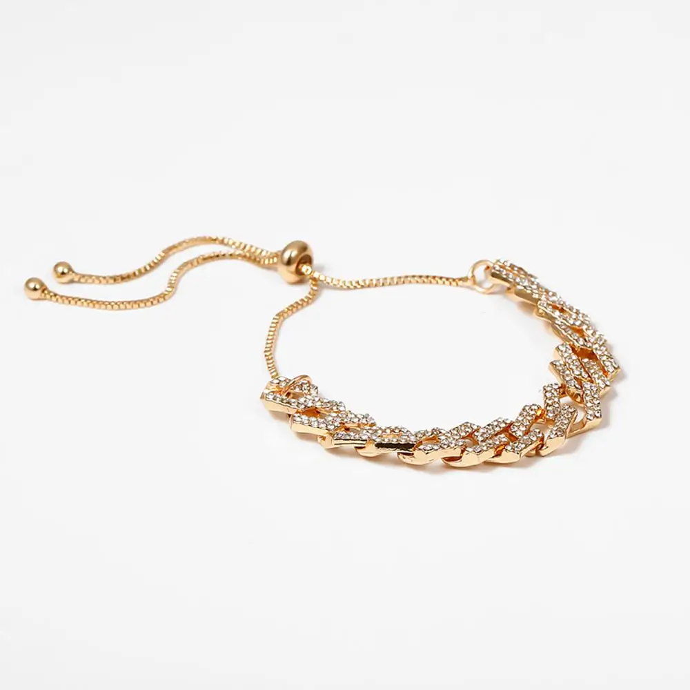 Браслеты цепочки SHIXIN в стиле хип хоп стразы женские браслеты из кубинской цепи