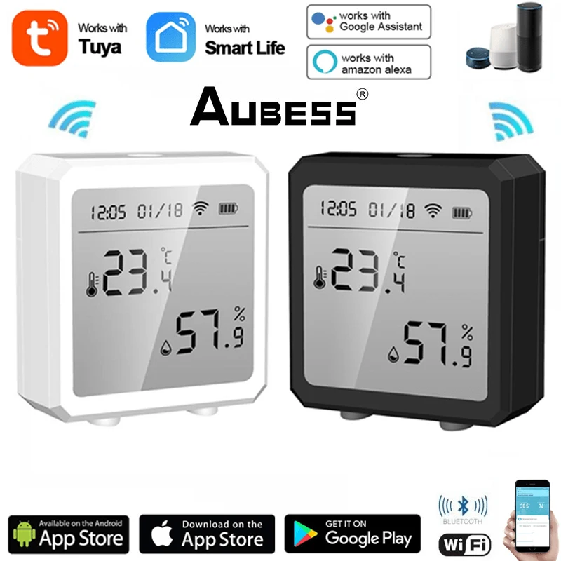 

Tuya Smart WIFI Temperature And Humidity Sensor Indoor Hygrometer Thermometer With LCD Display Support Alexa Google Assistant