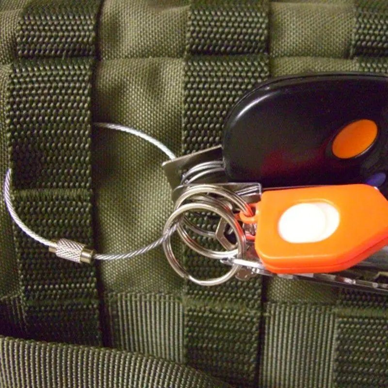 

Stainless Steel Wire Keychain Tag Rope Wire Cable Loop Screw Lock Gadget Ring Key Keyring Circle Camp Hanging Tool