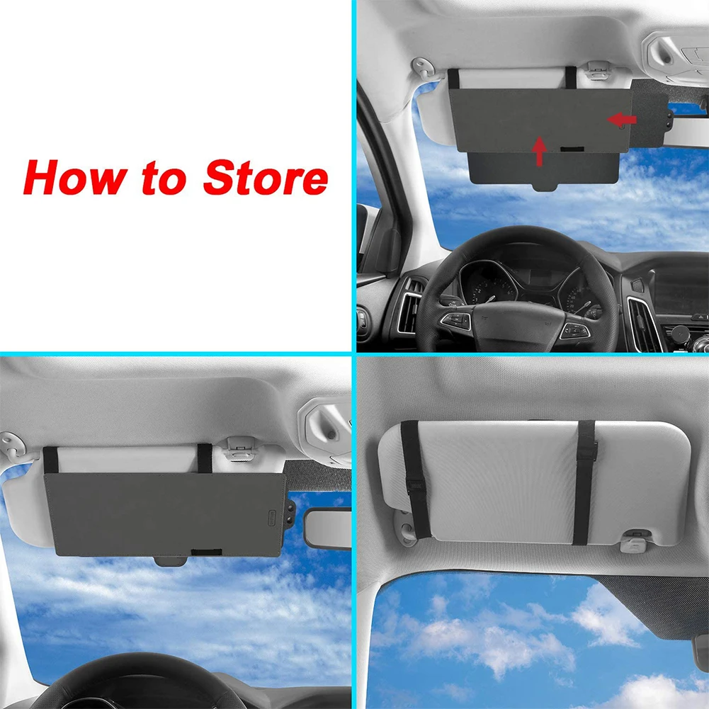 

Car Sun Visor Adjustable Windshield Sunshade PC Easy Install Front Window Exterior Accessory Universal Anti Glare With Extender