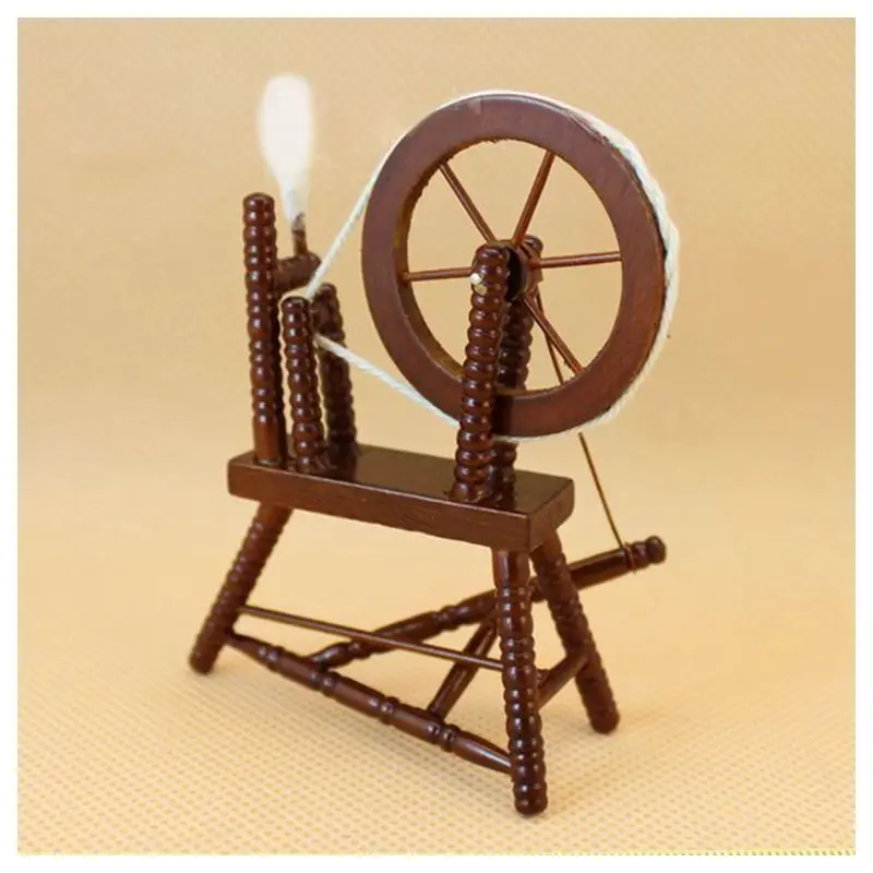 1:12 весы Кукольный дом миниатюрная ручная наматывающая машина деревянная прялка