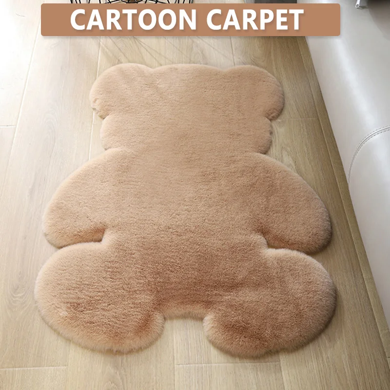 

Fluffy Cute Bear Shaped Shaggy Rug Home Bedroom Floor Decoration Carpet For Bedroom Living Room Decor Soft Rug Tapetes De Sala