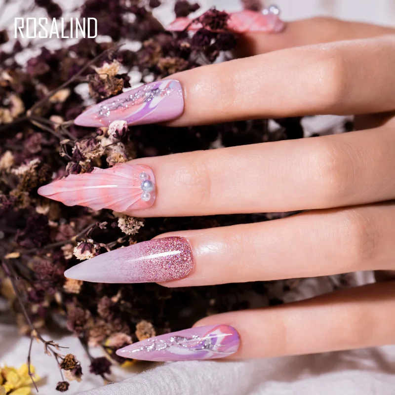 ROSALIND Nail Polish Glitter Series Gel All For Manicure Nails Art UV LED Soff Off Semi PermanentHybrid Varnishes | Красота и