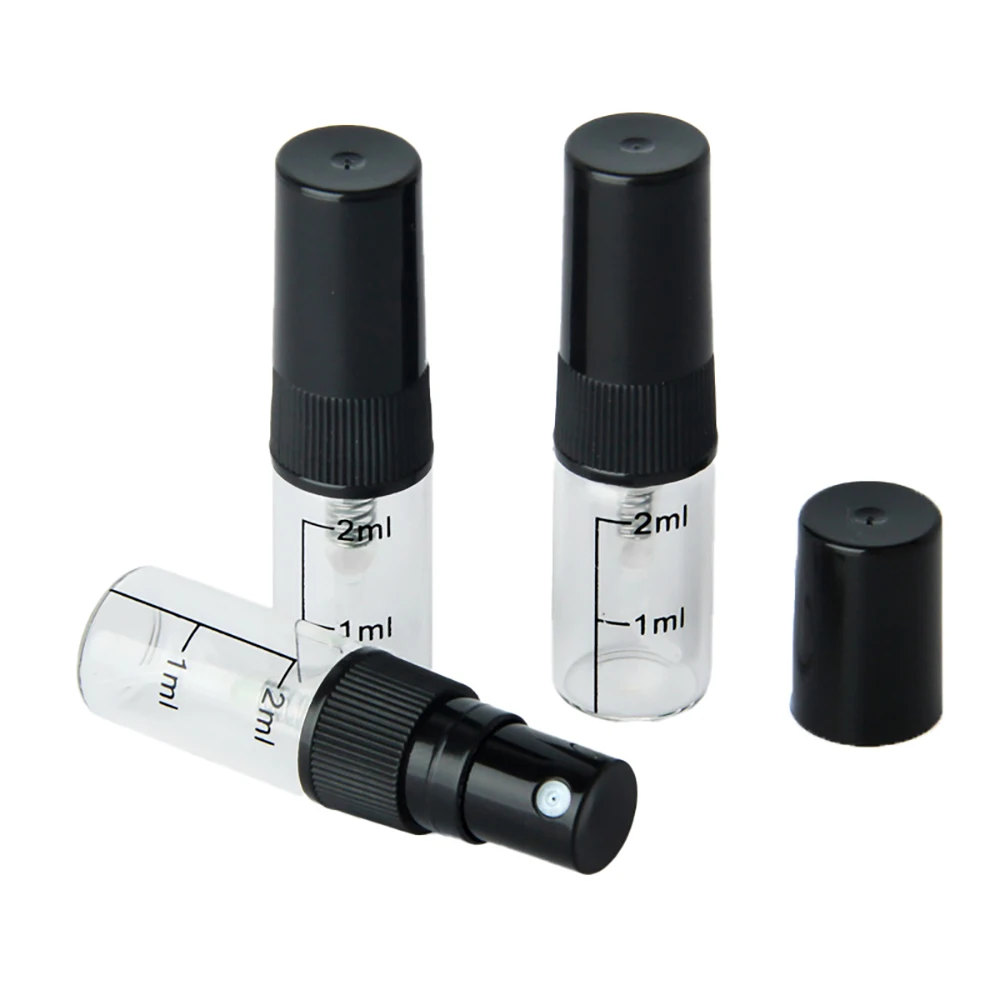 

5 Pack 2ml Mini Clear Glass Spray Bottle Empty Refillable Perfume Atomizer for Cleaning, Travel, Essential Oils