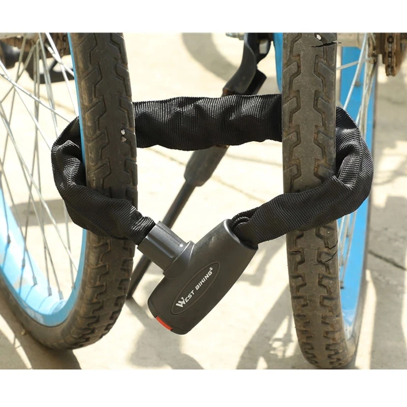 

WEST BIKING Anti-Theft Bike Locks Steel Chain Lock With 2 Keys Security Reinforced Cycling Motorcycle Mountain Road Bike Lock