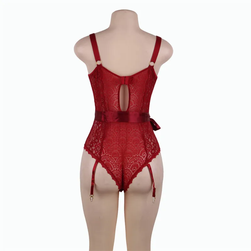 

Rompers Womens Shorts Black Woman Bodysuits Wine Red Sexy Club Wear Womens Body Suits Lace Plus Size Body Dentelle Femme RW80623