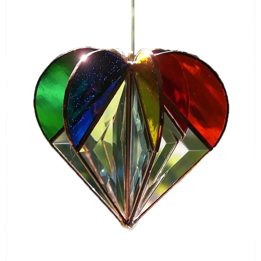 

Multi-sided Heart Colourful Decoration Cystal Suncatcher Rainbow Maker Window Hanging Ornament Sun Catcher Home Garden Decor