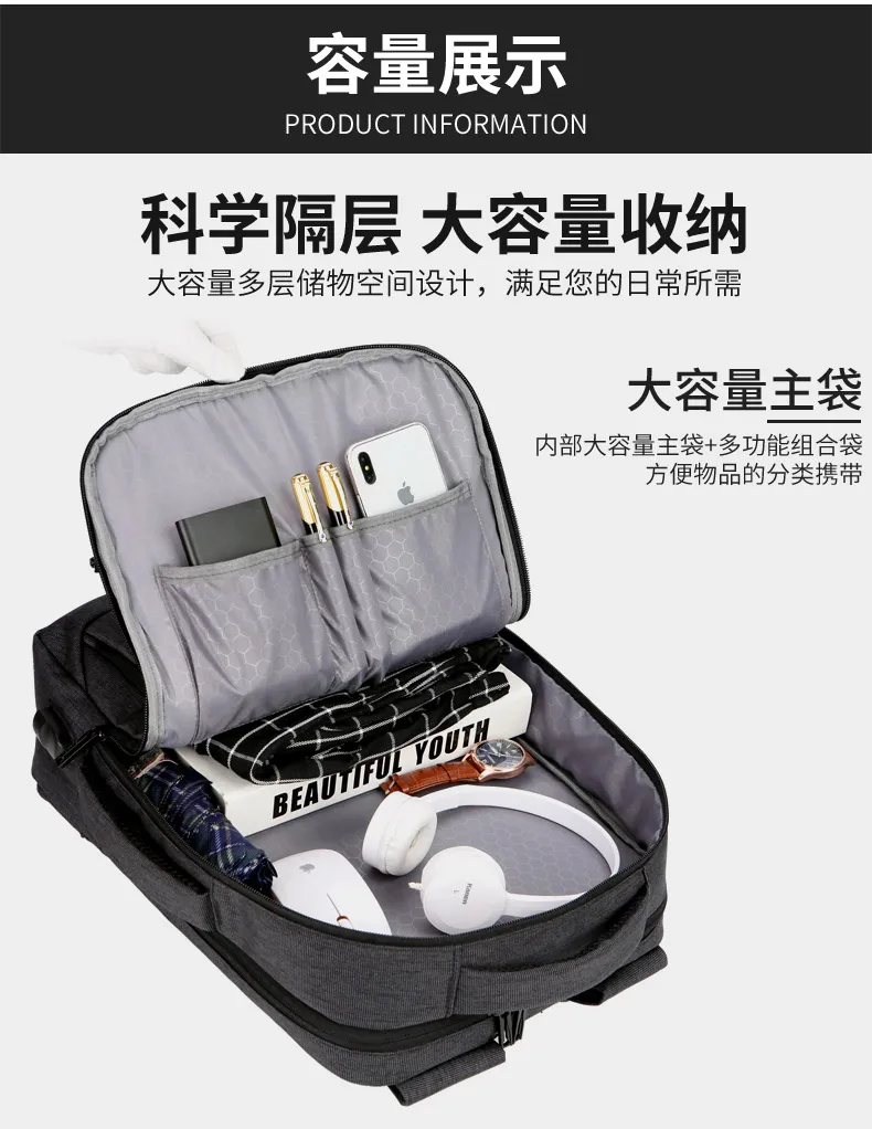 15,6 дюймов рюкзаки для ноутбука мужские рюкзаки бизнес ноутбук Mochila водонепроницаемый рюкзак usb зарядка сумки дорожные сумки