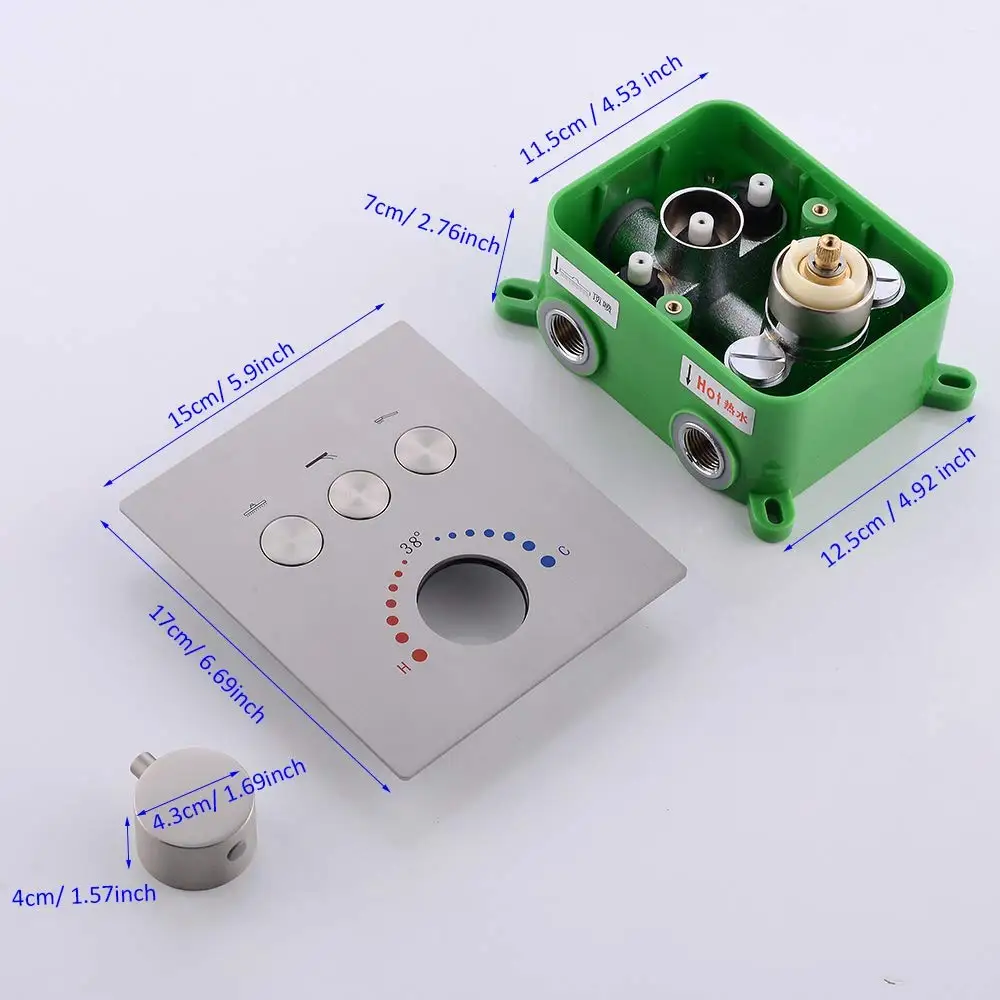 3 полосный термостатический латунный душ грубая в клапан дивертер и отделка