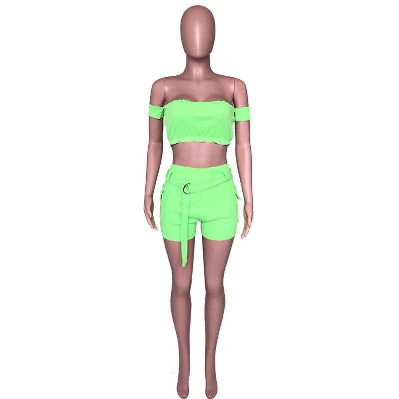 Женский летний костюм из 2 предметов укороченный топ с вырезом и шорты женский