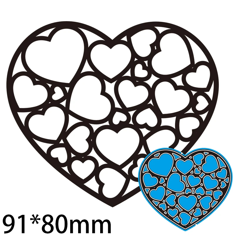 91*80mm Heart Hollow Metal cutting Dies Craft Embossing Scrapbooking paper craft Greeting Card | Дом и сад