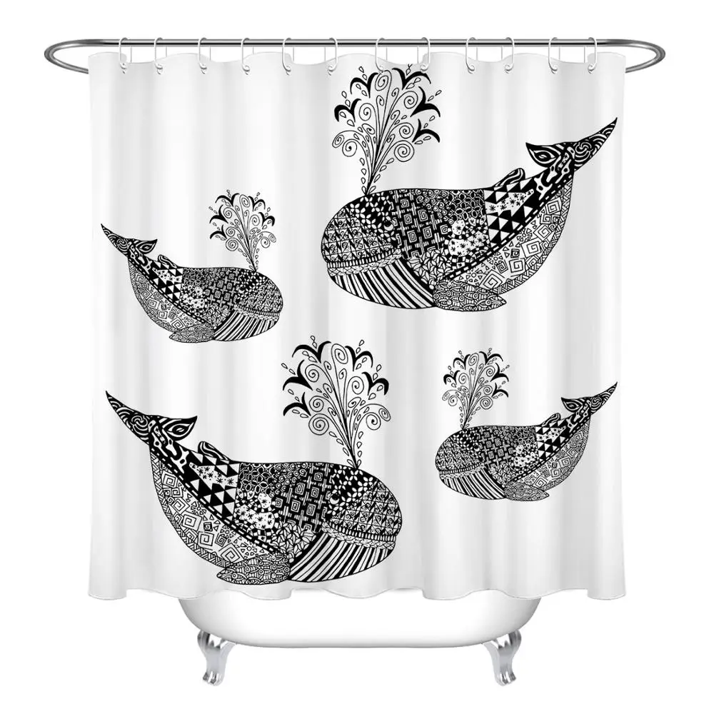 

Cartoon Whale Waterproof Fabric Shower Curtain Polyester Ocean Fish Sea Animal Bathroom Curtains Decor Kids Bathtub Accessories