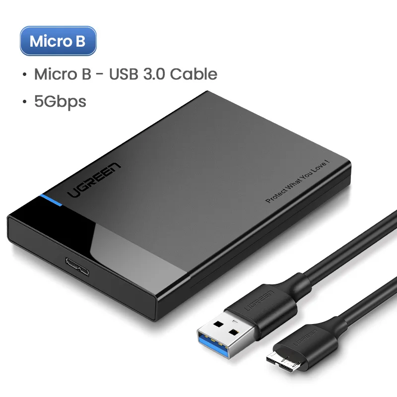 Ugreen HDD чехол 2,5 SATA для USB 3,0 адаптер жесткий диск Корпус для SSD диск HDD Box Тип C 3,1 чехол HD внешний HDD корпус - Цвет: Micro B Model