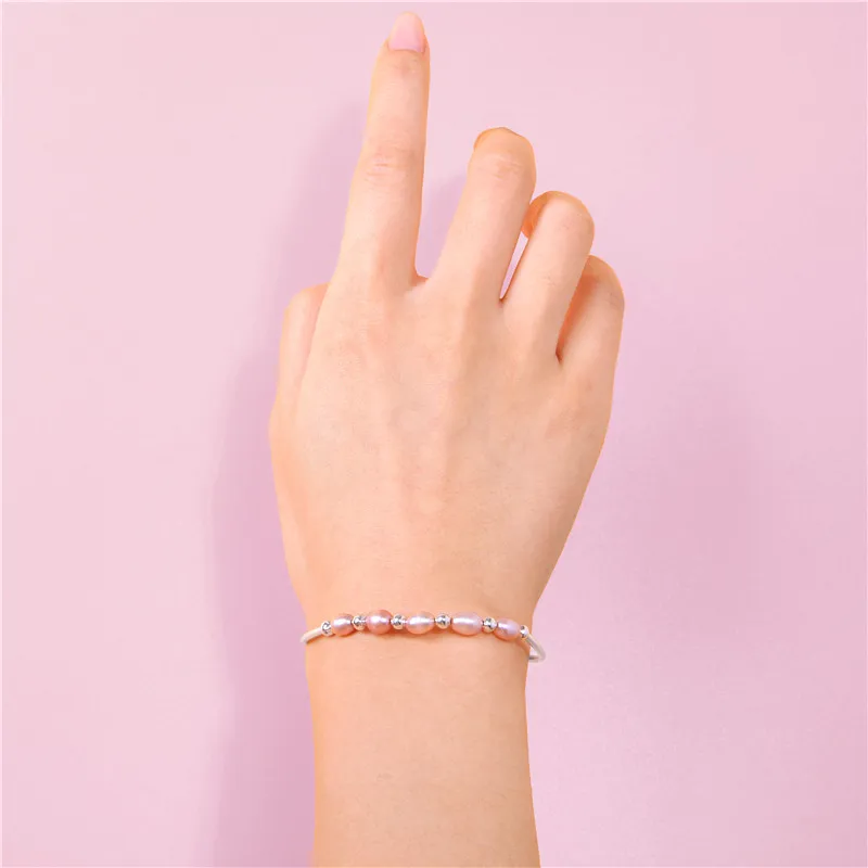 Женский браслет из серебра 925 пробы с натуральным пресноводным жемчугом |