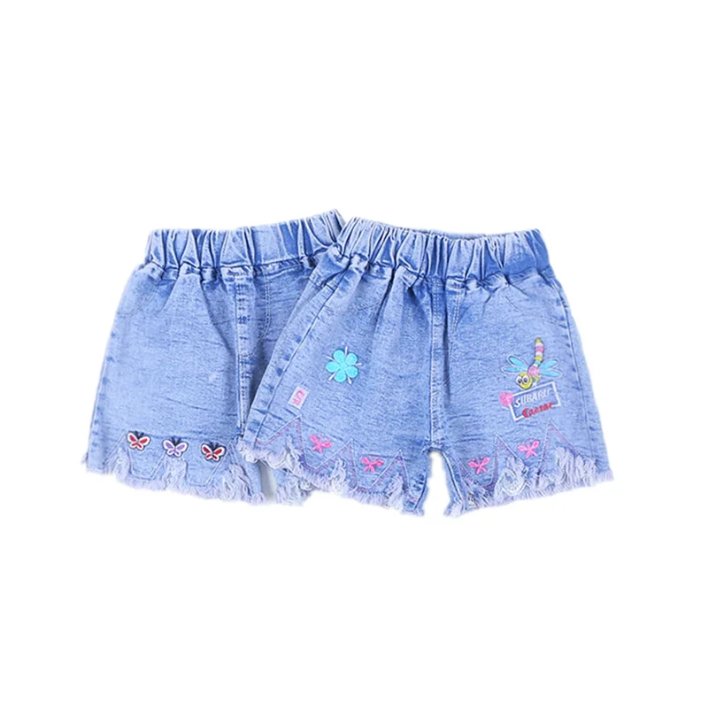 

New Girls Cute Cartoon Short 2021 Children Summer Denim Embroidery Pants Kids 3 4 5 6 7 Years Exquisite Clothes Infants Costume