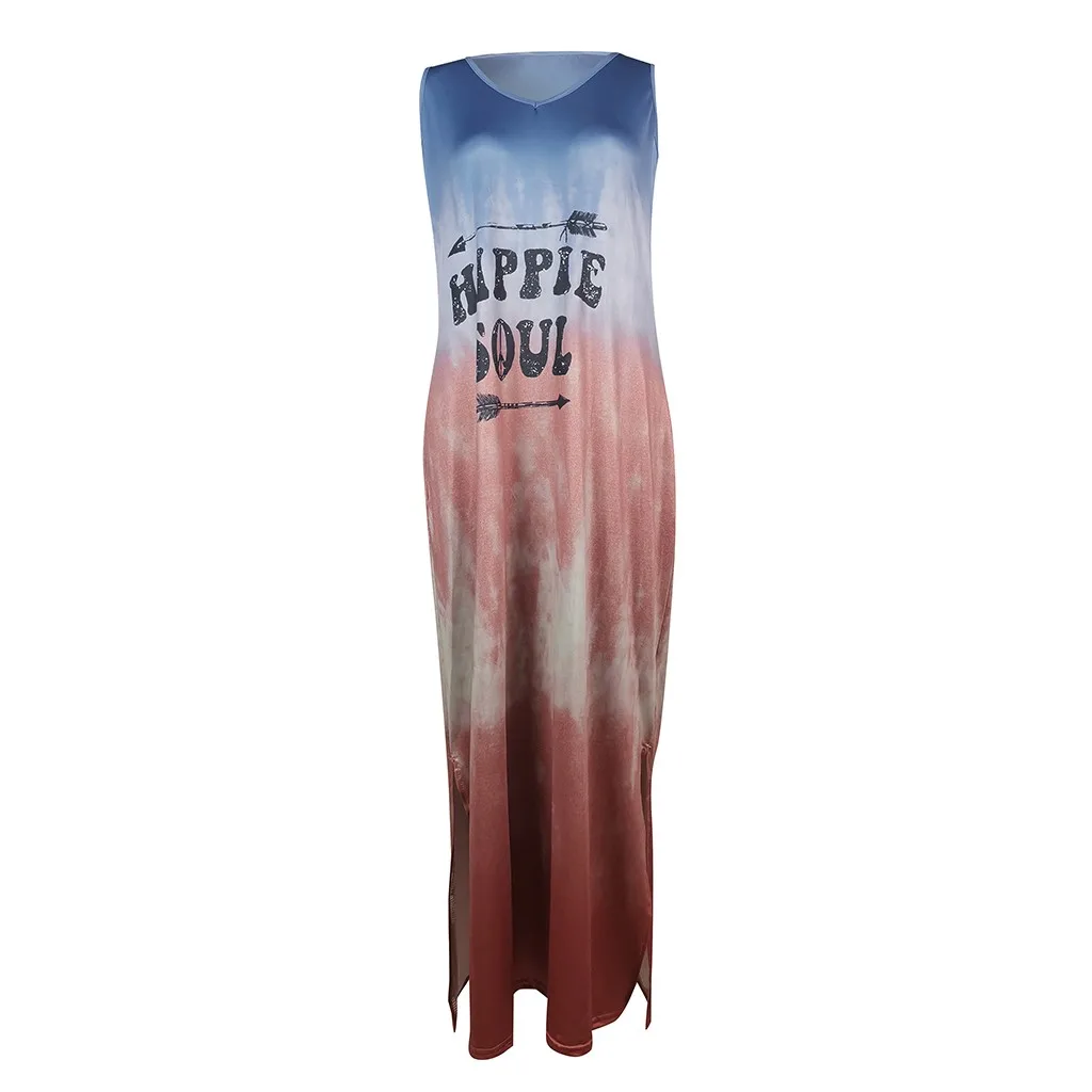 Женский Повседневный сарафан без рукавов с принтом вечернее платье V образным