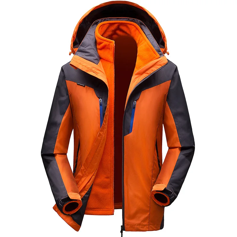 

Уличная куртка-дождевик 3 в 1, теплый лыжный костюм из флиса, Ветроустойчивая Рабочая одежда