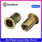 M3 M4 M5 M6 M8 M10 M12 оцинкованная углеродистая сталь, рифленые гайки, плоская головка, заклепки с резьбой вставка, заклепочная гайка