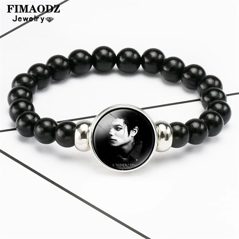 FIMAODZ, браслет Майкл Джексон с бисером, изысканное украшение с изображением фотографии, звёзды, коллекционные браслеты для мужчин, женщин, му...